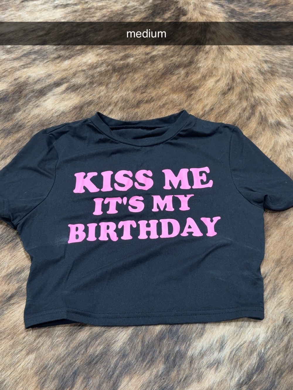 Black Crop Tee - "Kiss Me It's My Birthday"